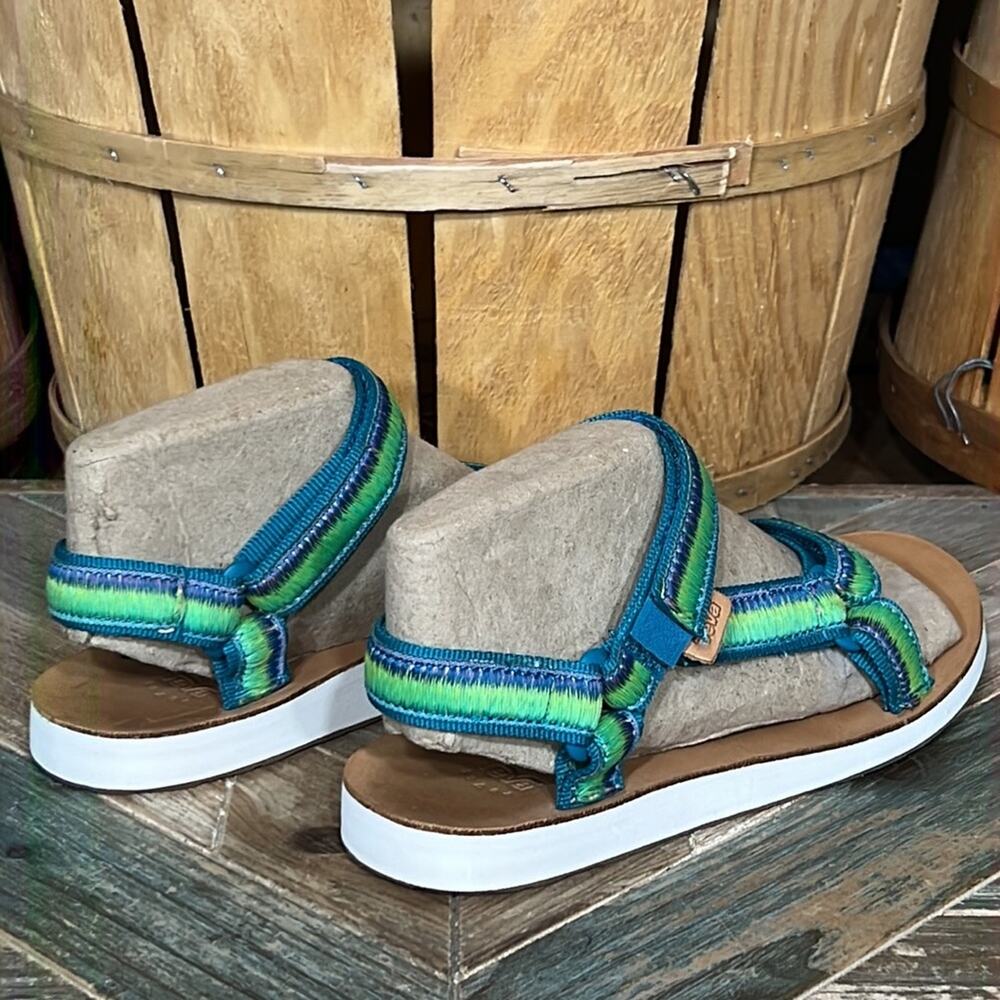 Teva Original Universal Blue Green Ombré Stripe Adjustable Sandals Womens Size 9 - Picture 5 of 12